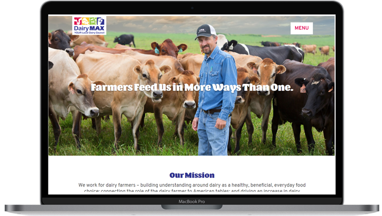 image of the new dairymax.org on a laptop screen