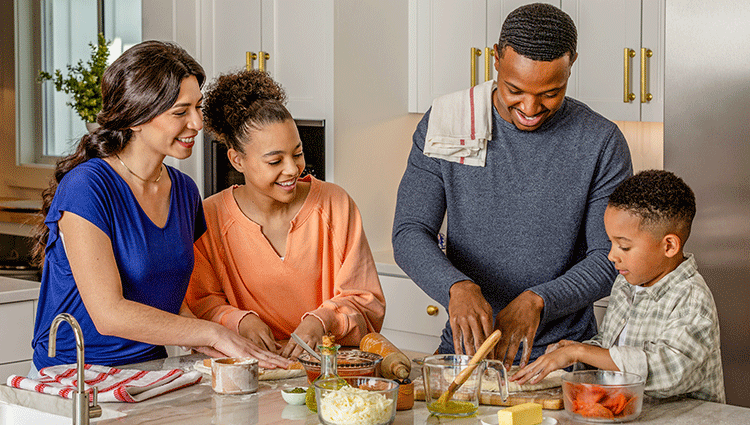 Family preparing a meal