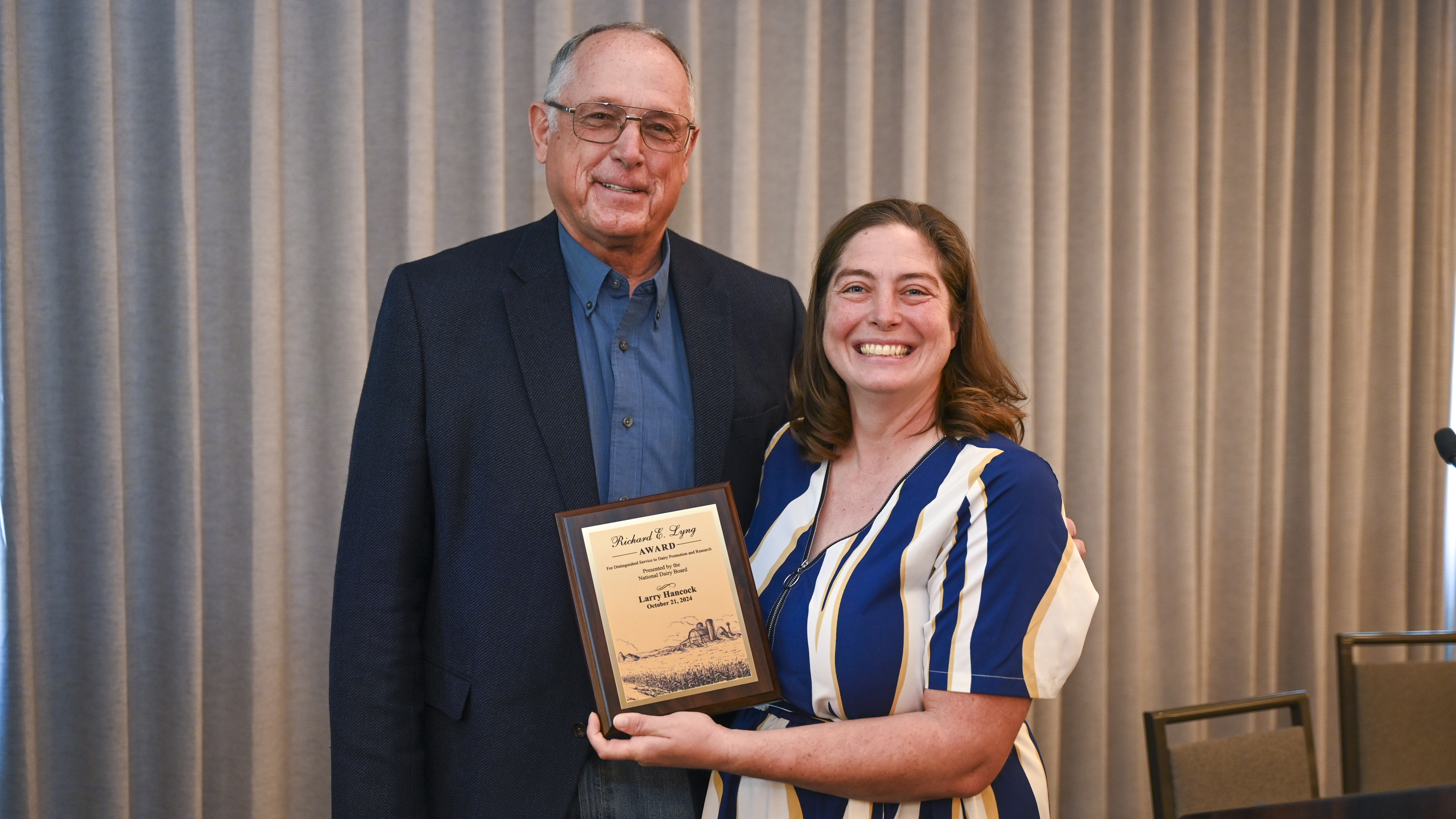 Larry Hancock receiving Lyng award