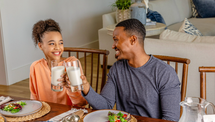 Family drinking milk